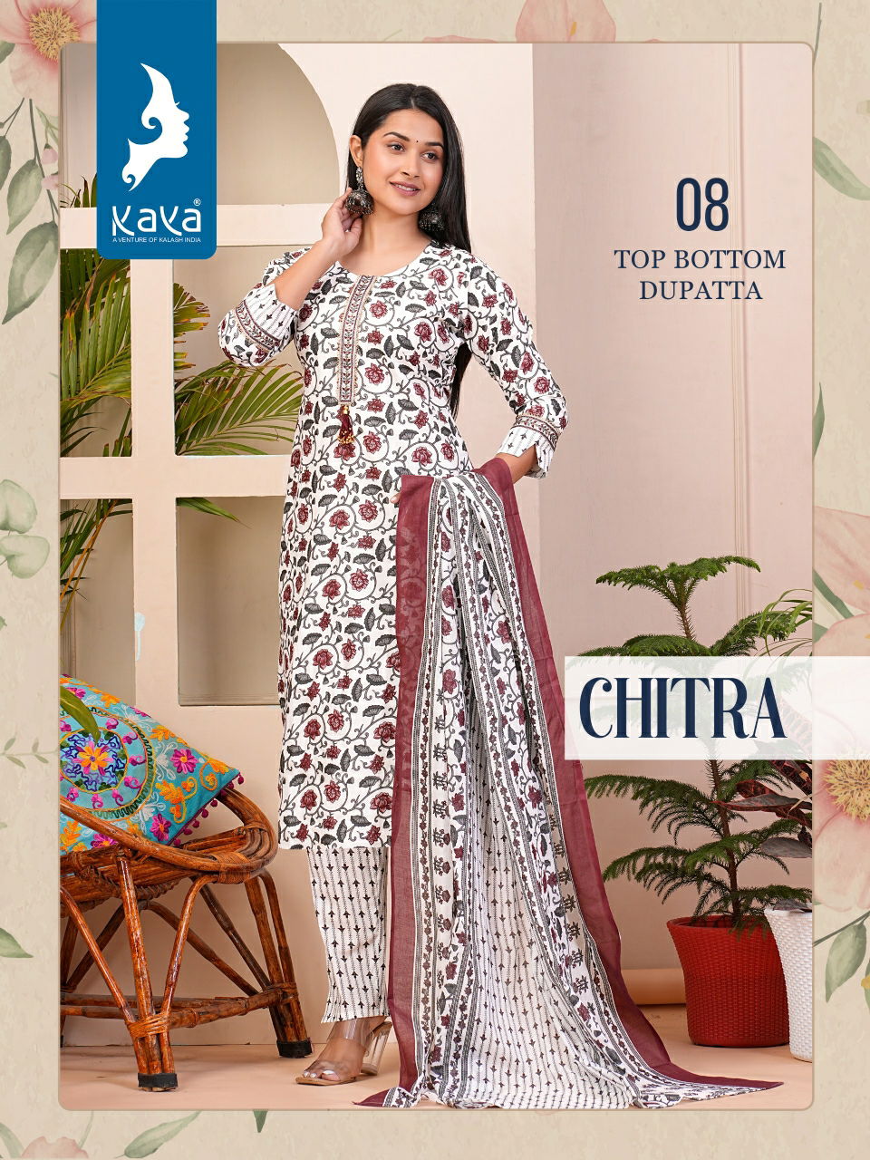 Chitra By Kaya Straight Cut Cotton Printed Kurti With Bottom Dupatta Wholesale Price In Surat